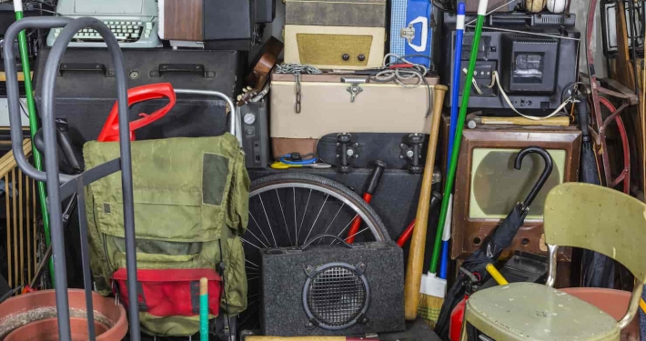 organizing a cluttered storage unit